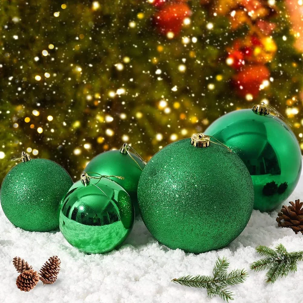 thumbnail image 1 of 15cm Big Christmas Ball Decorations 2023 Glitter Green Red Xmas Tree Ornaments Wedding Party New Year Home Office Ceiling Decor, 1 of 5