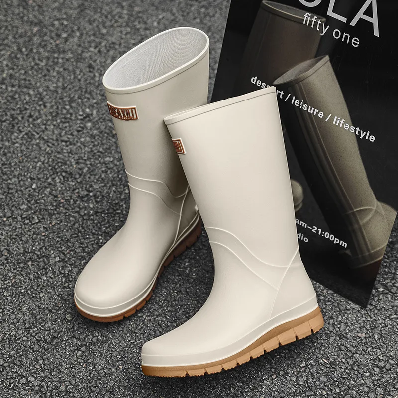 Bottes de pêche homme PVC haute tube anti-dérapantes pour lavage auto et loisirs extérieurs
