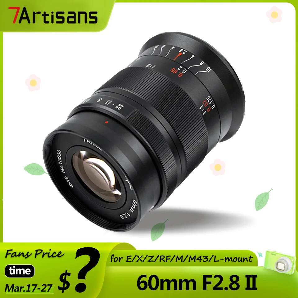 7 Artigiani 60Mm F2.8 Ii Macro Aps-C Frame Obiettivo Macro Per Fotografia Pofeature Con Supporto Sony E A7Rii X Nikon Z5 Z6 Ii Rf M M43 L