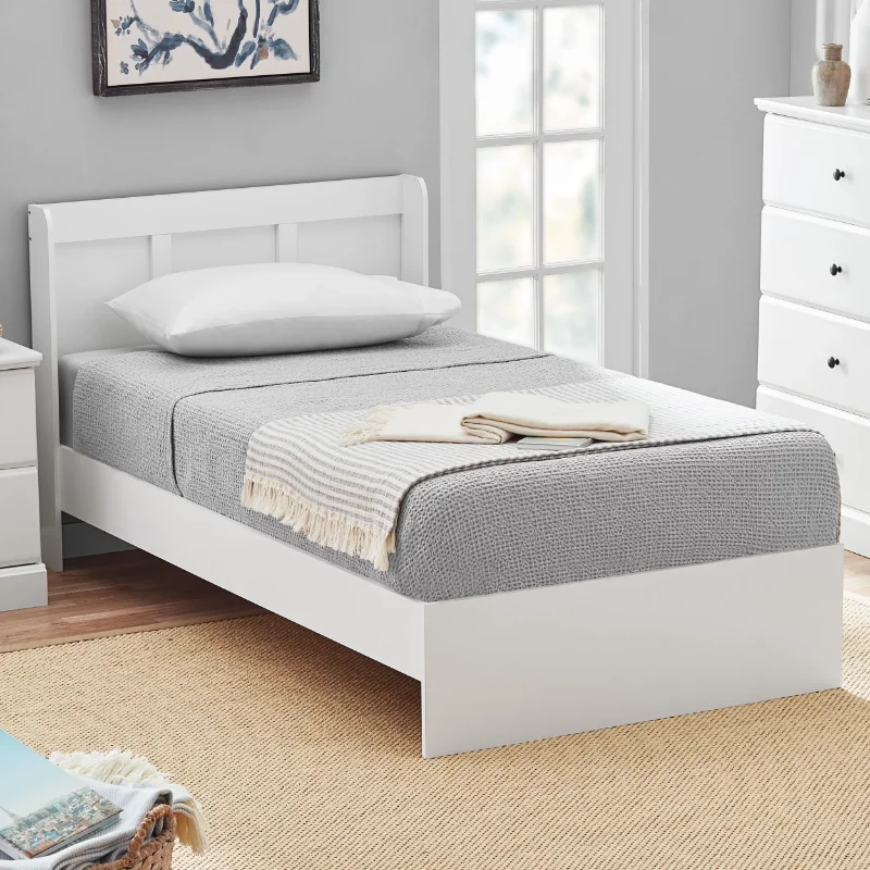 

Sauder Parklane Platform Twin Bed with Headboard, Soft White Finish (Mattresses Not Included)