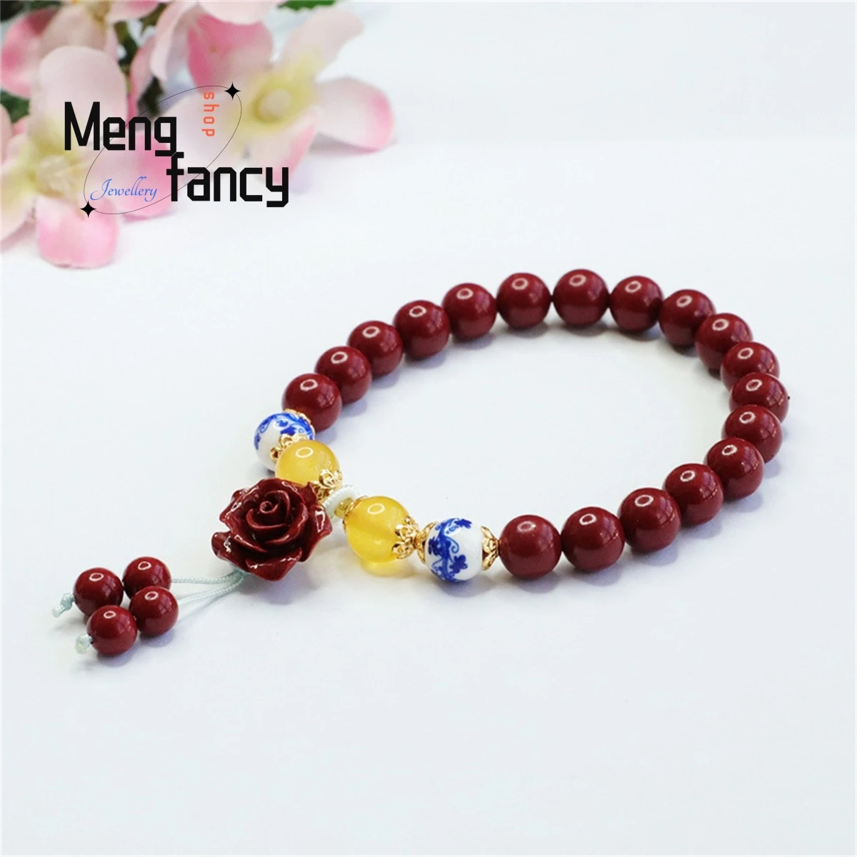 

High Content Cinnabar Purple Gold Rose Bead Tassel Bracelet Simple Generous Personalized Retro Ethnic Women Fashion Fine Jewelry