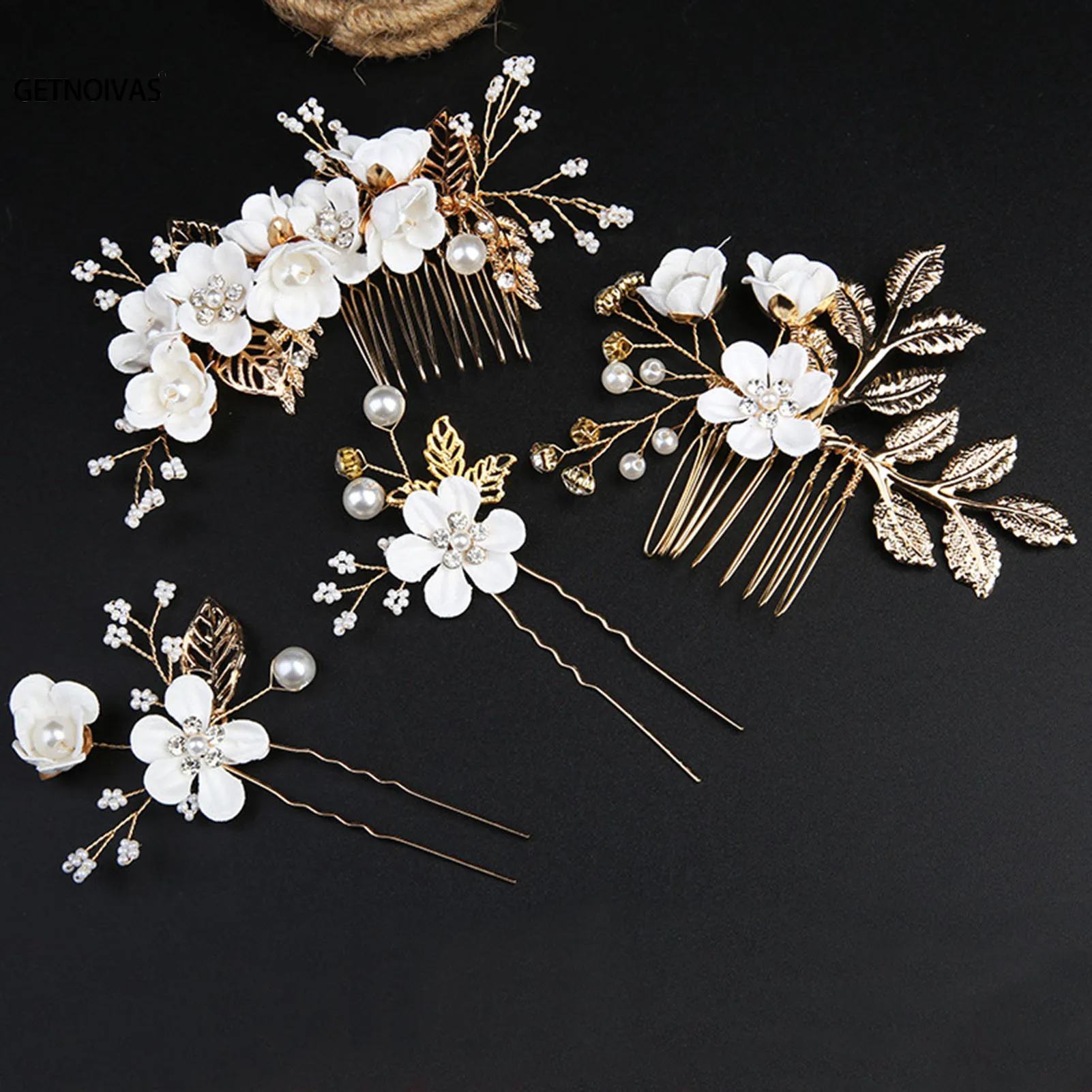 

Wedding Bride Hairpin Hair Clips for Women Bridal Hair Accessories Pearl Rhinestone Flower Hair Combs Hairband Wedding Jewelry