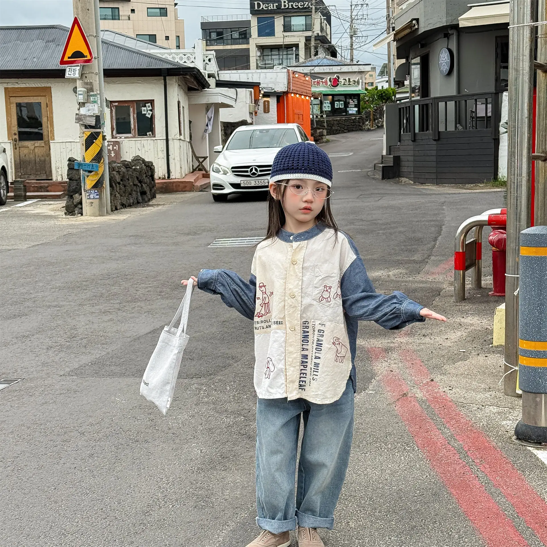 2026 봄 아동 셔츠 한국 스타일 자수 여아 블라우스 남아 상의 아동 긴팔 버튼다운 캐주얼웨어