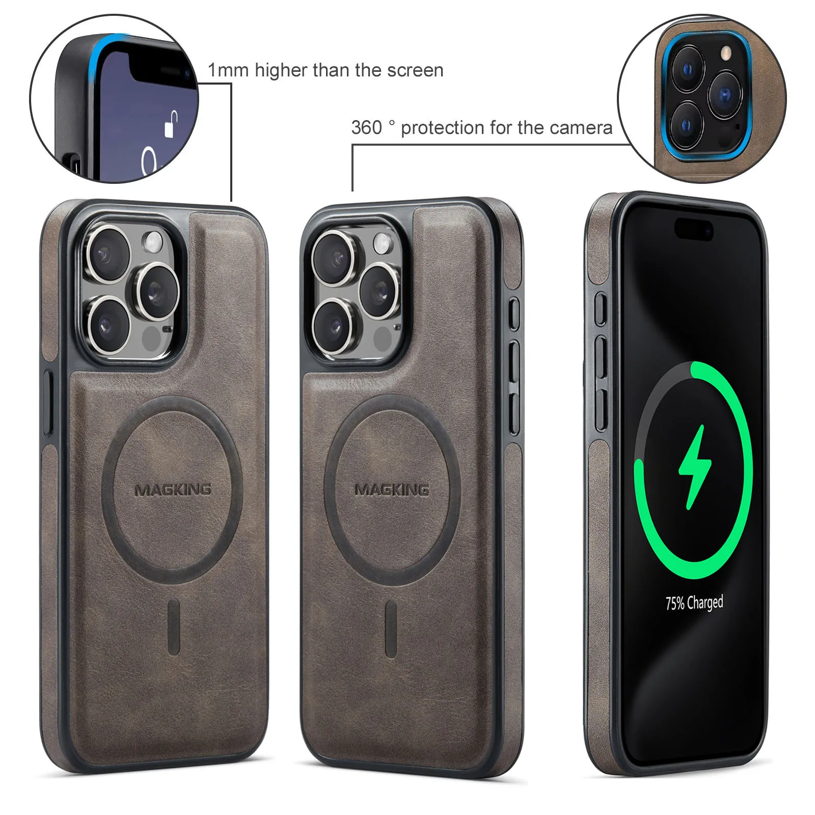 Premium Retro-Leather MagSafe Magnetic Wireless Charging Phone Case
