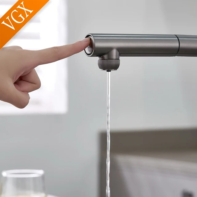 ก๊อกน้ำ VGX แบบสองหัวฉีด ก๊อกน้ำดื่มบริสุทธิ์แบบดึงออกได้ ก๊อกผสมอ่างล้างจานสแตนเลส ก๊อกน้ำสำหรับครัวระดับพรีเมียม 5