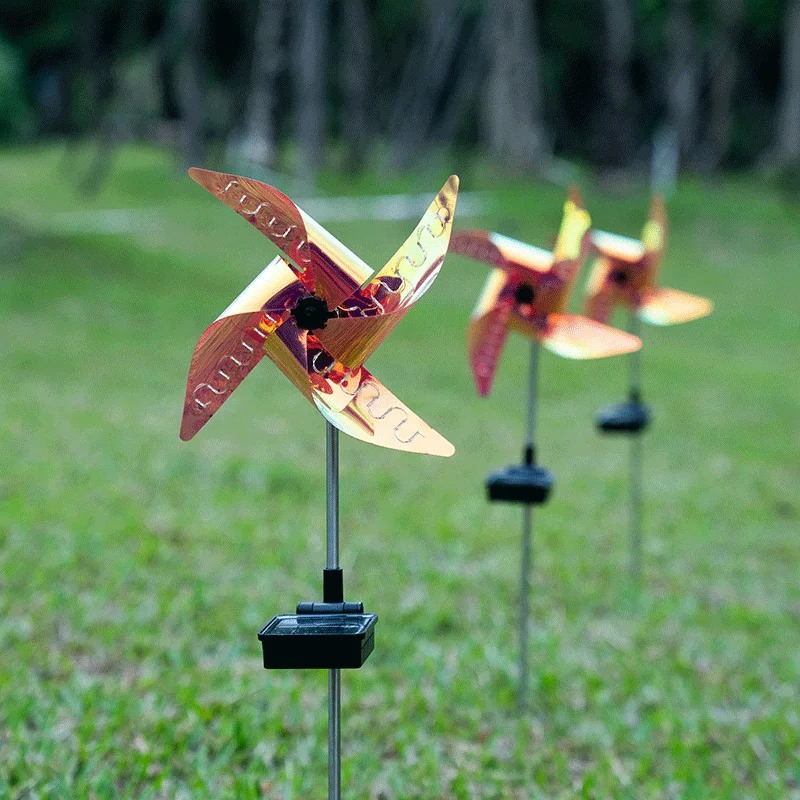 Solar Windmill Colorful Lawn Lamp Waterproof Sunscreen LED Light Garden Decoration Outdoor Battery Life 5h for Garden Art Decor Solar Garden Lamp