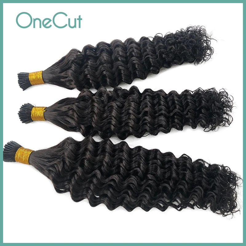 Deep Wave I Tip Hair Extensions Machine Made Remy Keratin I Tip Invisible Fusion Hair Pure Color Human Hairpieces For Women