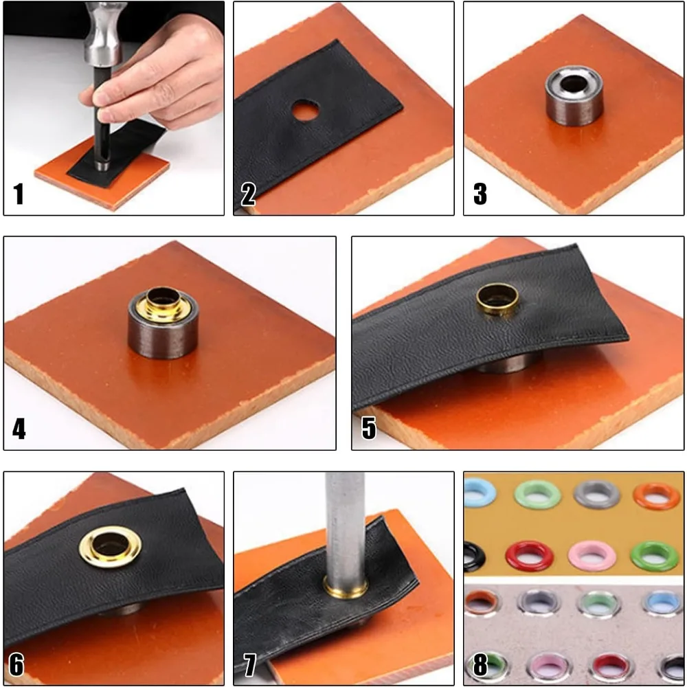 200 Sets 10 Colors Eyelets and Grommets 3MM Hole Self Backing Eyelet Mini Crop A Dile Eyelets with Washers for Paper Crafting