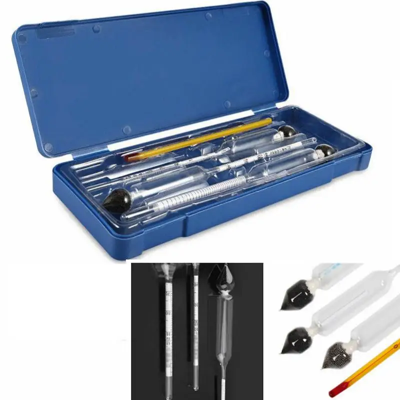 Cocktail Bar Tools 3 Pcs 0-100 Hydrometer Alcoholmeter Tester Set Alcohol Concentration Meter + Themometer Concentration Meters