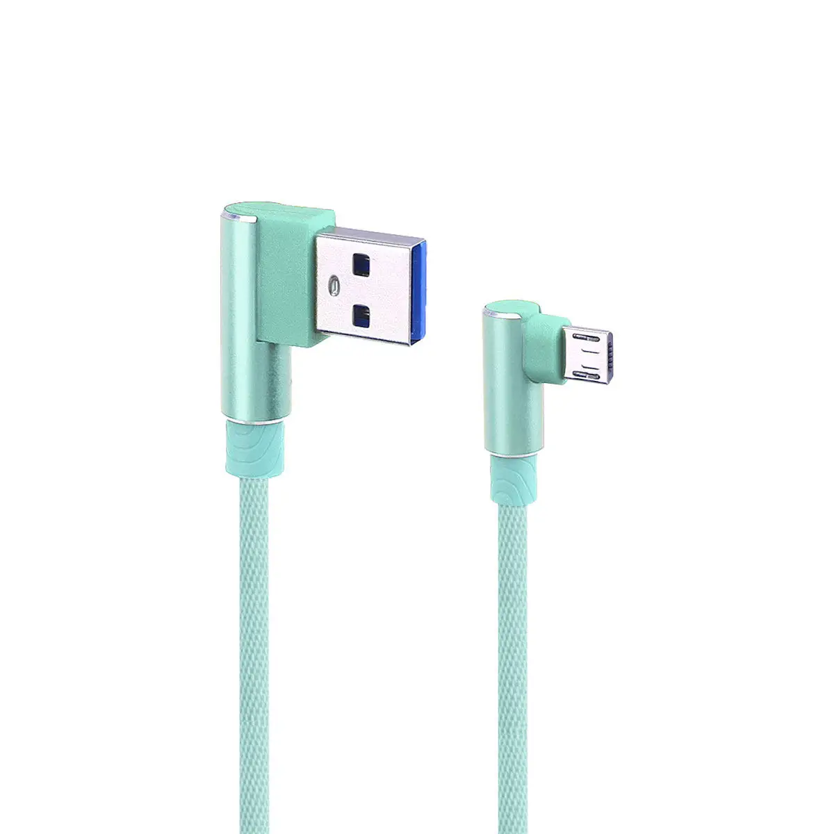1M 데이터 충전 케이블 직각형 브레이디드 고속 충전 싱크 USB 마이크로 케이블 고내구성 90도 USB 코드 (범용)