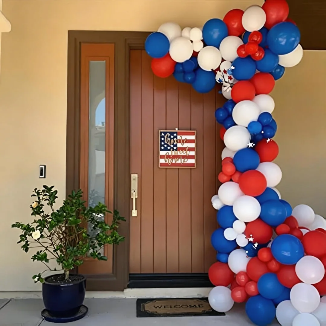 [250. Jahrestag USA Ballondekorations-Set] 125-teiliges Rot-Weiß-Blaues Ballon-Girlanden-Bogen-Set, 4. Juli Party-Dekorationsballons | Dekorationen zum Unabhängigkeitstag, Flaggen-Themen, patriotische Dekorationen für die Unabhängigkeit. – Detail 8