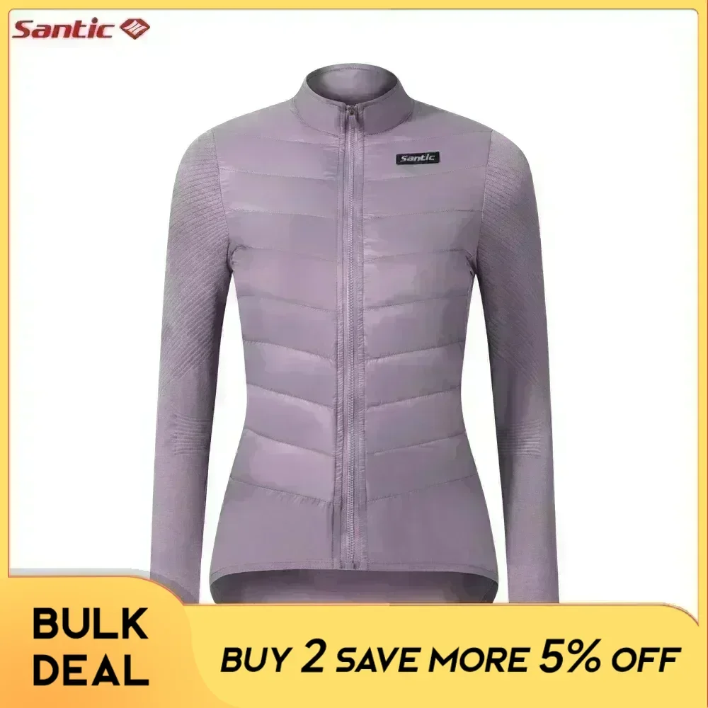 Santic Women Cycling Down Long Sleeve Jersey Bicycle Keep Warm MTB Road Lightweight Windproof Long Sleeve Jackets Asian Size cycling shirt