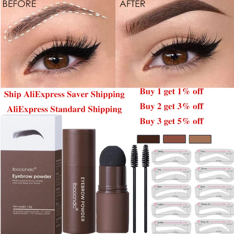 Ibcccndc Eyebrow Stamp Shaping Waterproof Brow Powder Makeup Kit Natrual Eye Stick Hair Line Contour Dark Brown Lasting | Красота и