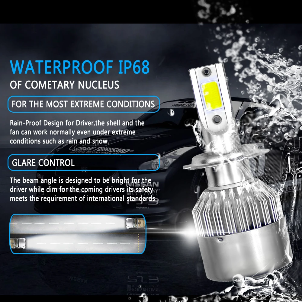 Led ڵ  6000K Ʈ, 12V ׼, H7 H11 ڵ ȯ ޺ ,  Ź 2005 2004 2003 2002 2001