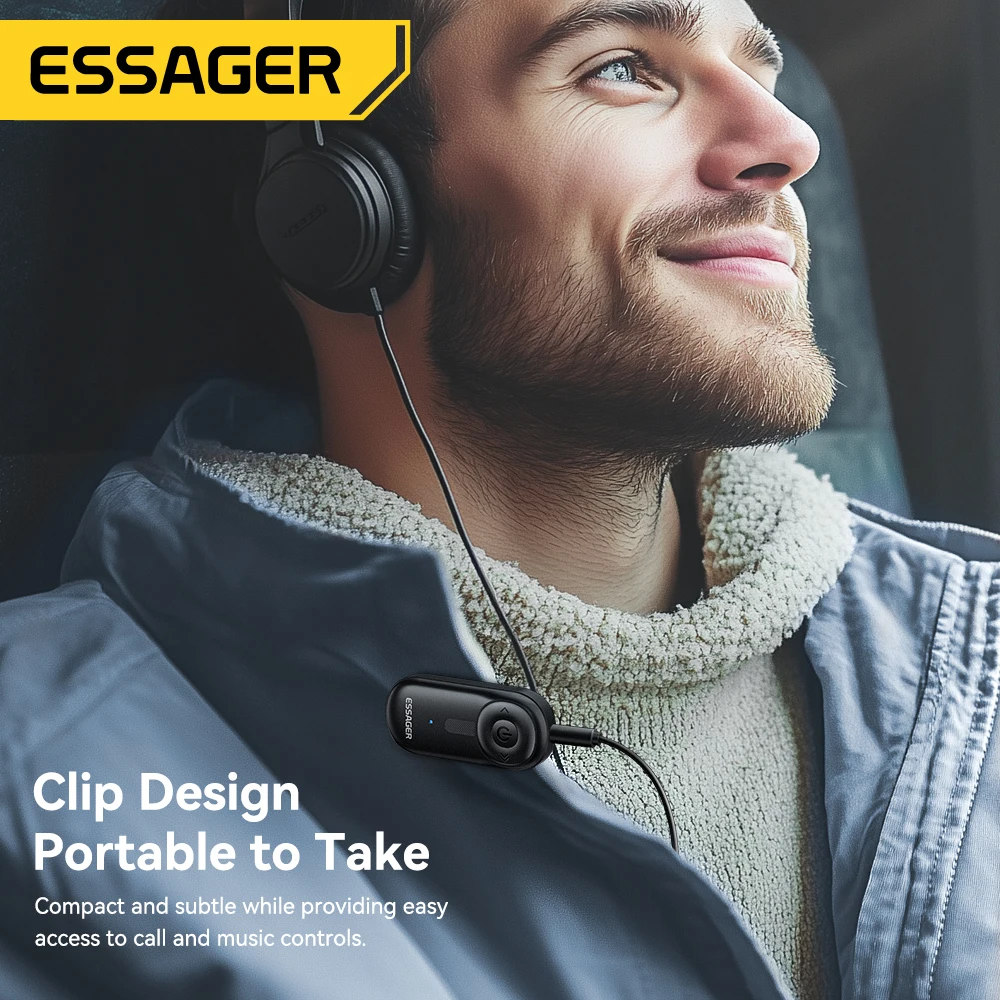 Essager Bluetooth Car Receiver Adapter 3.5mm AUX Jacks for Car Speakers Audio Music Receiver Hands Free Bluetooth 5.3 Adapter