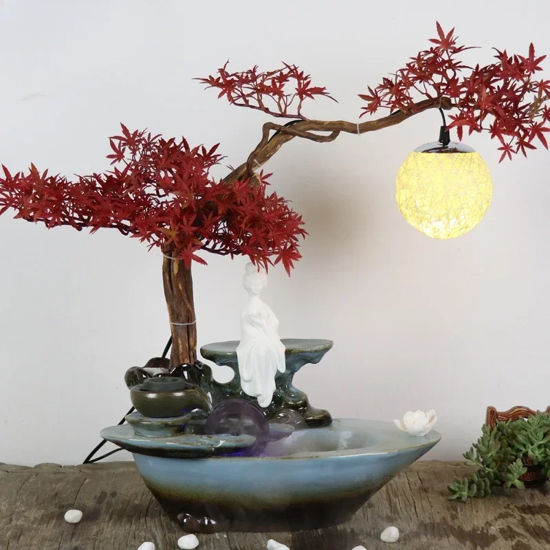 

Home Ornament Water Lucky Fountain Living Decoration Humidifier Bonsai