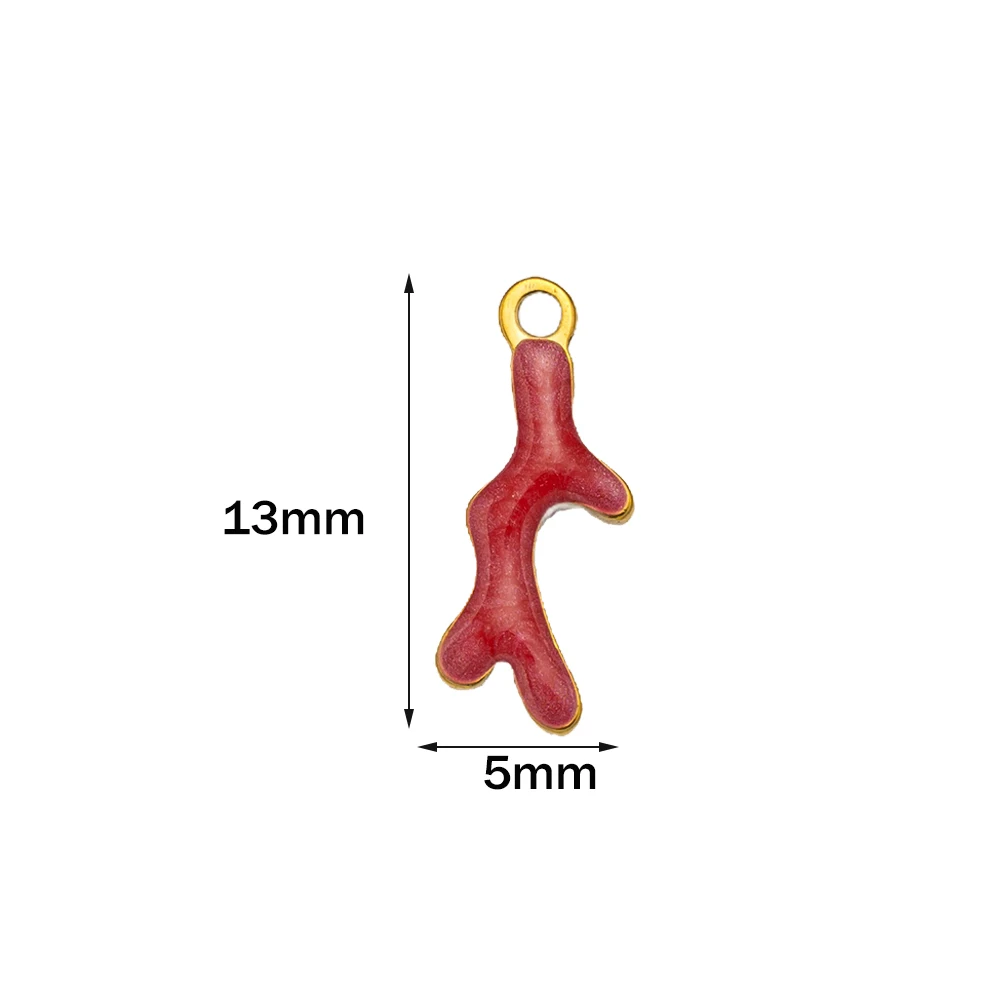 20 Stück 13X5mm 3D Emaille Korallen Charms Anhänger Edelstahl Metall DIY Schmuckherstellung Zubehör für Armband Ohrringe Halskette – Detail 6