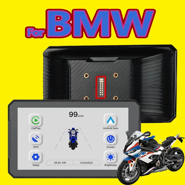 7-Inch for BMW Navigator Android Auto Motorcycle Carplay  Portable Wireless GPS Screen Navigation Support BMW Factory Bracket