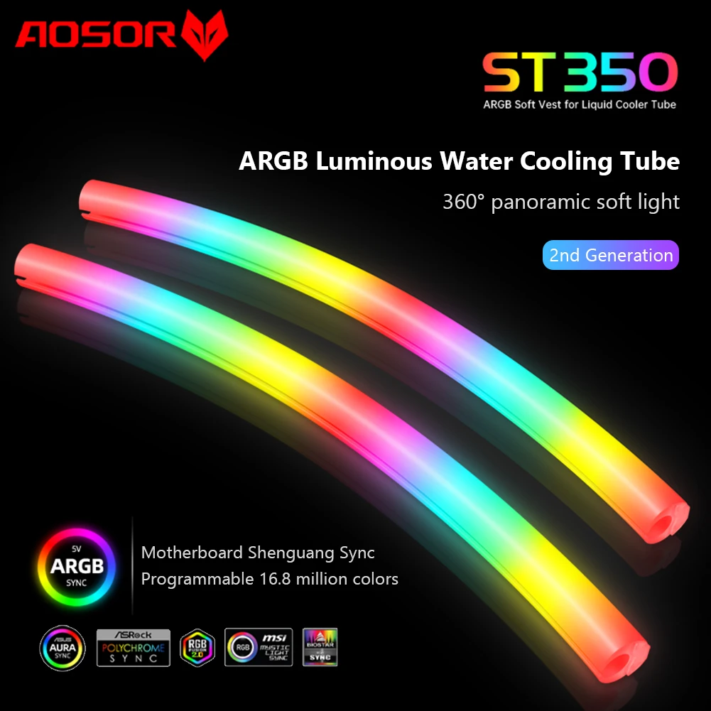 

Трубка с водяным охлаждением, жилет с рисунком ARGB для процессора/GPU AIO, неоновая трубка для водяного охладителя, 5 В, 3Pin, шланг с рисунком ARGB, трубка с синхронизацией подсветки Aura