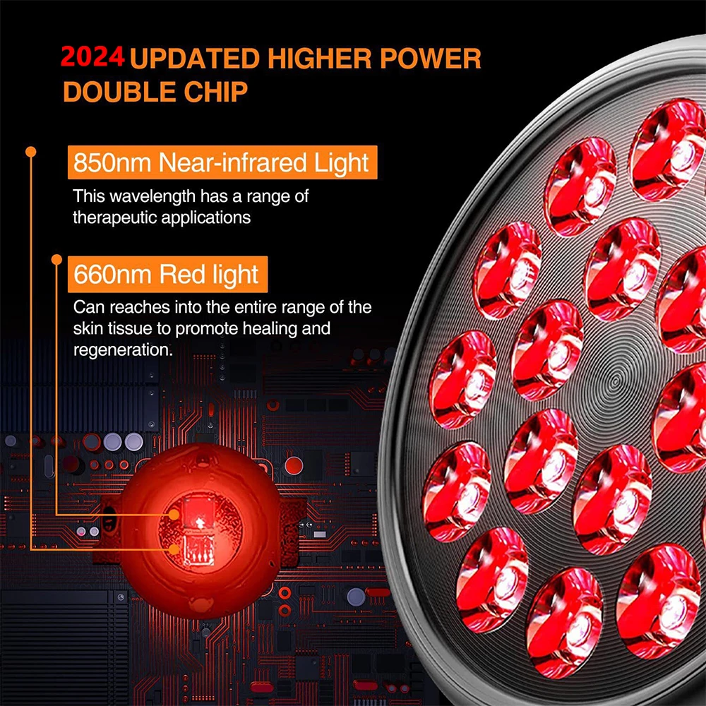 E27 54W Red&Infrared Light Lamp for Skin Care Beauty Recovery on Multiple Parts of The Body Reduce Fatigue 660nm&850nm Bulb