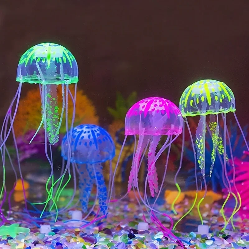 Aquarium Decoration Jellyfish for Aquarium 6pcs Fish Tank Ornament Decor multi-color Artificial Swim Glow Luminous Aquarium Underwater Decoration