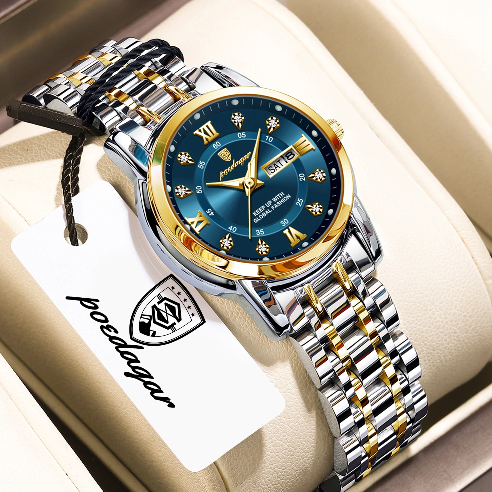 Poedagar Casual Women Wristwatch Waterproof Luminous Date Week Women's Quartz Watches Stainless Steel Elegant Dress Ladies Watch, Alina Gadgets