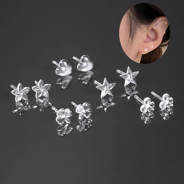 Hypoallergenic Plastic Earrings  Ear Stud Earrings Transparent - Stud  Earrings Women - Aliexpress