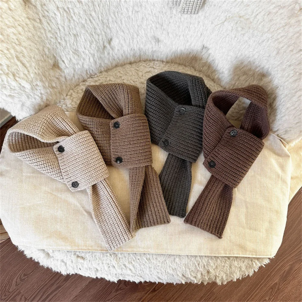 Kids Scarf Autumn Winter Korean Fashion Children's Knitting Baby Bib Wool Knitting Winter Versatile Female Warm Girl Boy