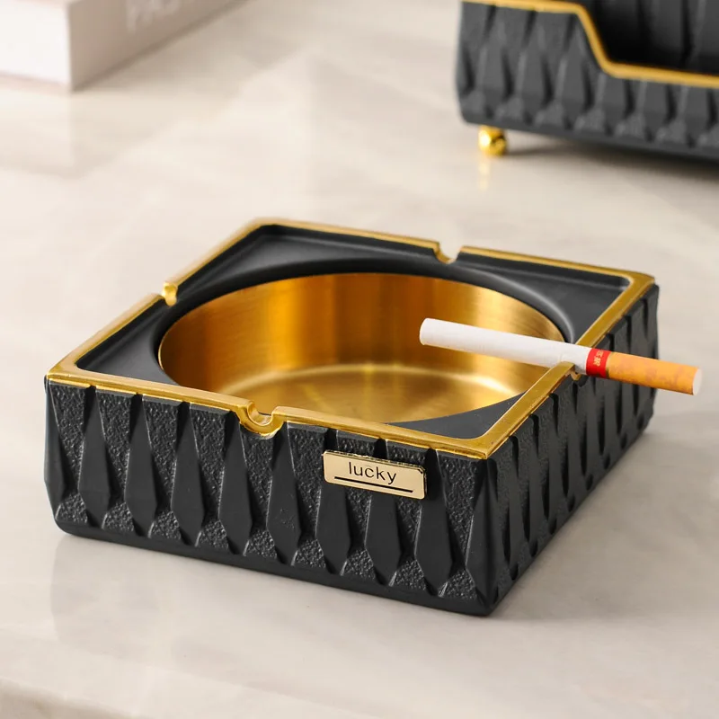 Household simple living room light luxury creative office fly ash ashtray tissue box desktop decoration storage accessories 3