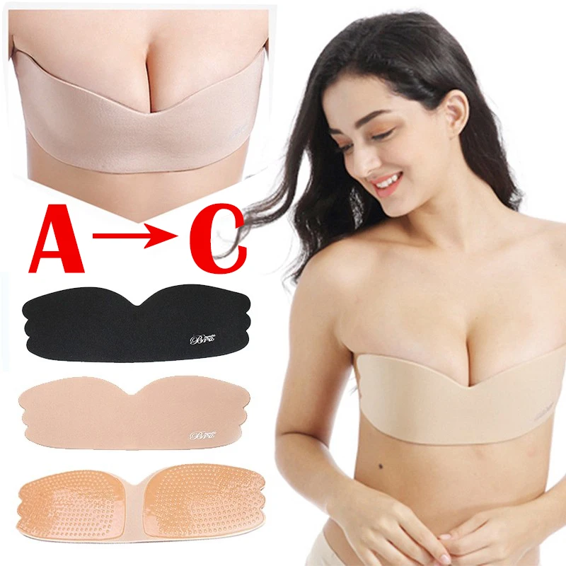 Backless Strapless Bra Reusable Invisible Sticky Push-up Self