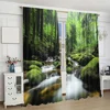 2Pcs Forest Curtains Spring Nature Landscape Theme In Tropical Forest Decorative Curtains For Bedroom Living Room A 2