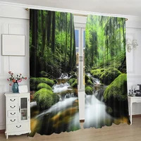 2Pcs Forest Curtains Spring Nature Landscape Theme In Tropical Forest Decorative Curtains For Bedroom Living Room A 2