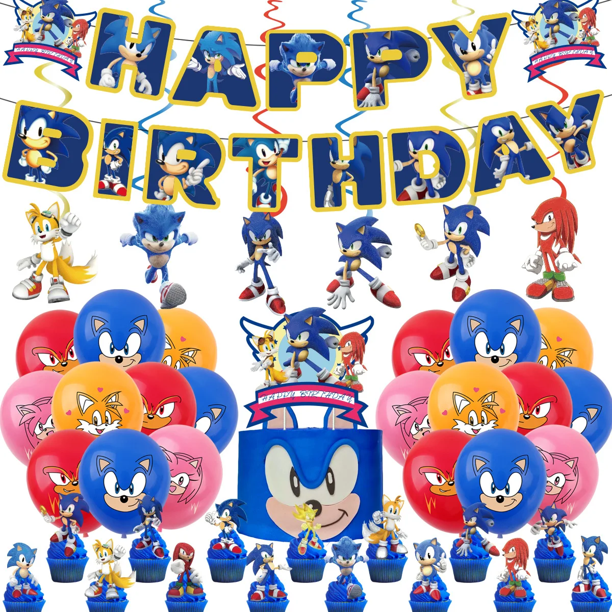 

New Cartoon Sonic Hedgehog Party Supplies Boys Birthday Party Disposable Set Napkins Baby Shower Decorations party decorate