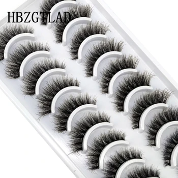 HBZGTLAD 10 쌍 속눈썹 3D 자연 긴 인조 속눈썹, 푹신하고 부드러운 크로스 만화 속눈썹 묶은 자연 속눈썹 연장 메이크업