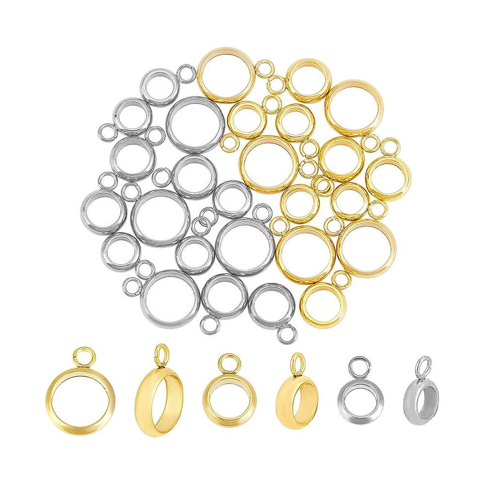 

10Pcs Stainless Steel Bracelet Big Hole Spacer Bail Hanging Pendant Connectors For DIY Necklace Bracelet Jewelry Making Supplies
