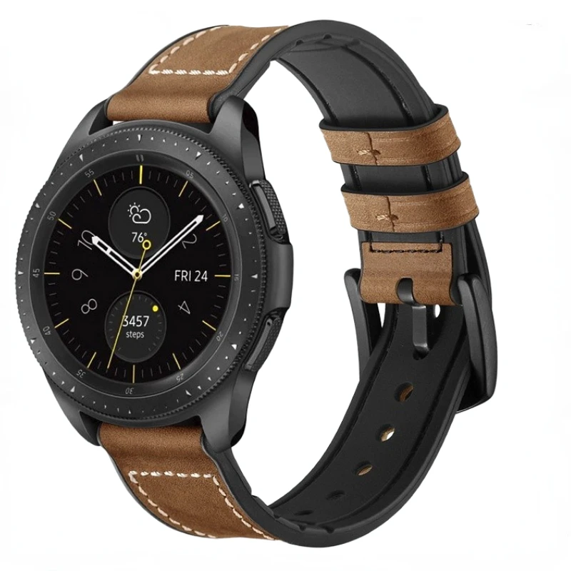 

20mm 22mm Leather+Slicone Strap For Samsung Galaxy Watch 5/4/3 Huawei Watch 3/GT3 Watchband Belt For Amazfit GTR/Stratos Correa