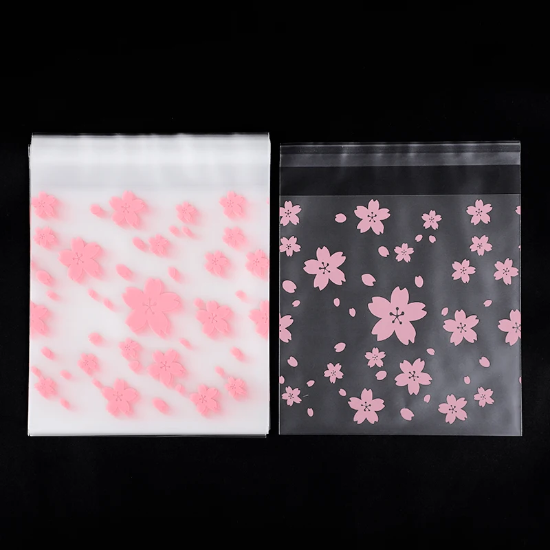 50 Stück Kirschblüten-Kunststoff-Verpackungsbeutel, Blumen-Selbstklebeutel, OPP-Beutel für Schmuck, Geschenk, Kekse, Süßigkeiten, Kekse, Verpackung – Detail 1
