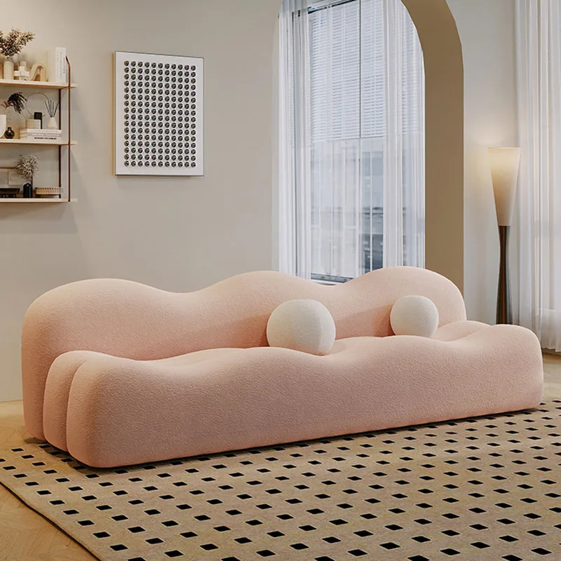 

Straight Pink Mid Century Sofa Lazy Relax Xxl Minimalist Reading Couch High Quality Customized Muebles Para El Hogar Furniture