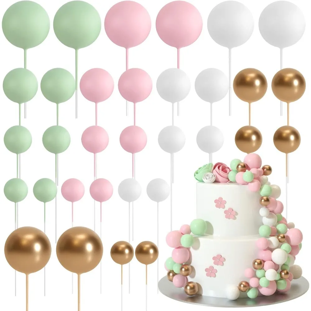 20 Stück Happy Birthday Kugelkuchen Gold und Silber Schaumstoffkugeln Hochzeit Party Geburtstag Kuchen Jubiläum Deko DIY Party Heimdekoration