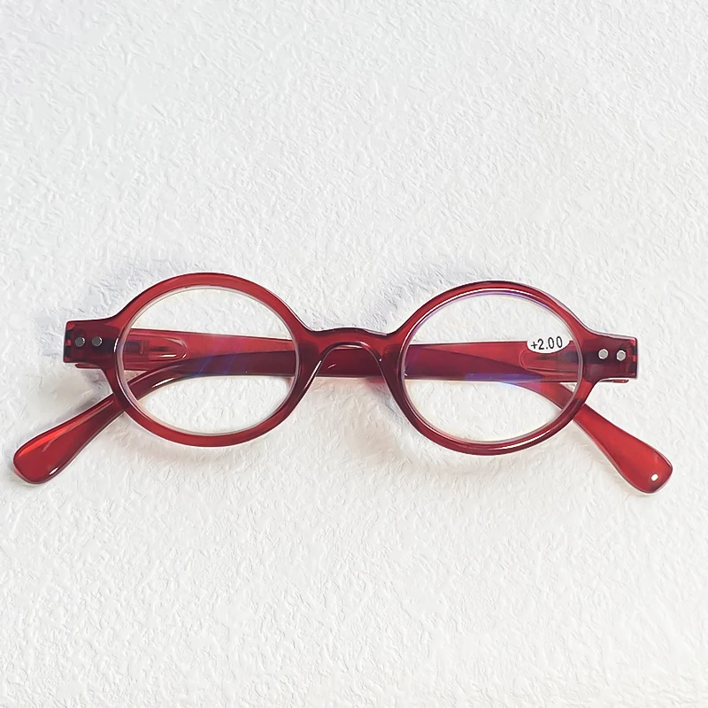 Red Frame Retro Men\'s Reading Glasses Blue Light Blocking Glasses Vintage Round Glasses Women +1.5+2+2.5+3+3.5+4
