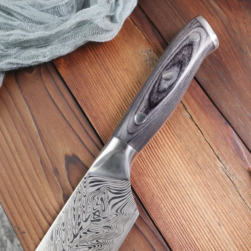 Latim's - Cuchillo de chef profesional de 8 pulgadas, cuchillos de cocina  de Damasco hechos de acero inoxidable japonés VG-10 con patrón único, hoja