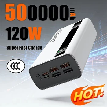 Caricabatteria portatile per batteria esterna con ricarica super veloce ad alta capacità da 500000 mAh 120 W per iPhone Samsung