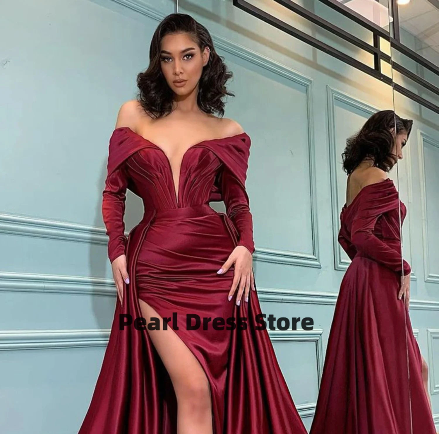 

Evening Dress Women's 2024 Party Dress Women's Elegant Luxury Elegant Mermaid Slit Deep Red Satin Ball
