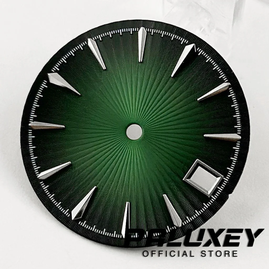 Cadran De Montre Vert Lumineux 28.5mm - Calendrier Simple - Pour Mouvement NH35A/4R35 - Neuf Avec Étiquettes