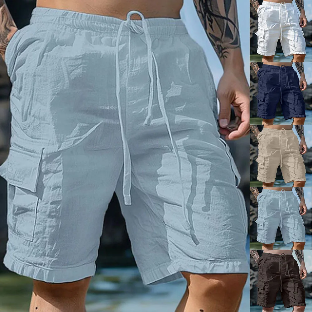 Men’s Summer Loose Solid Color With Pockets Cargo Shorts Fashion Beach Streetwear Hombre Fashion Casual Shorts 6 S5db5f1fe476648d0895d92ab768f3b64T