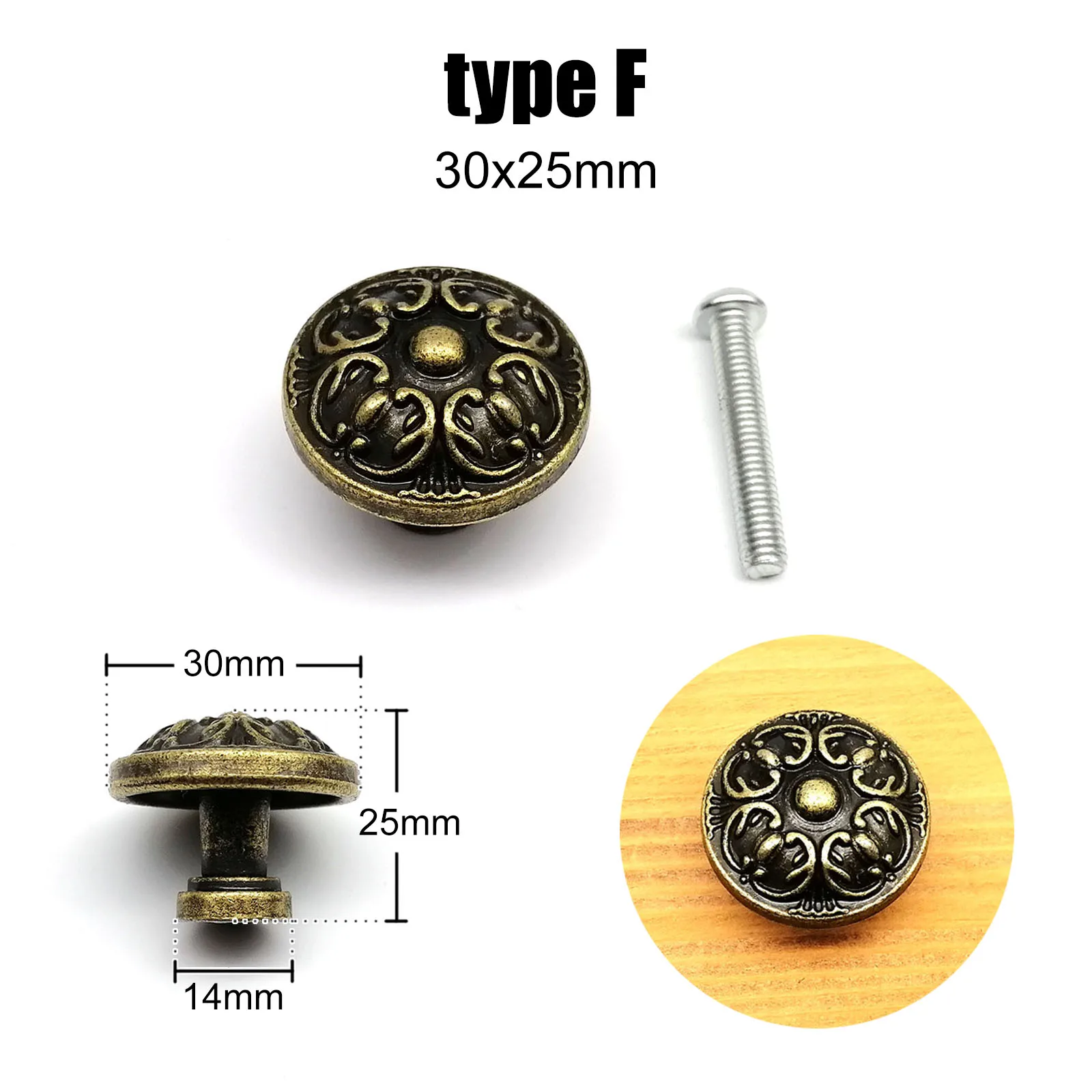 TUNNY Lot De 10 Boutons De Placard Ronds à Trou Unique En Laiton Brossé