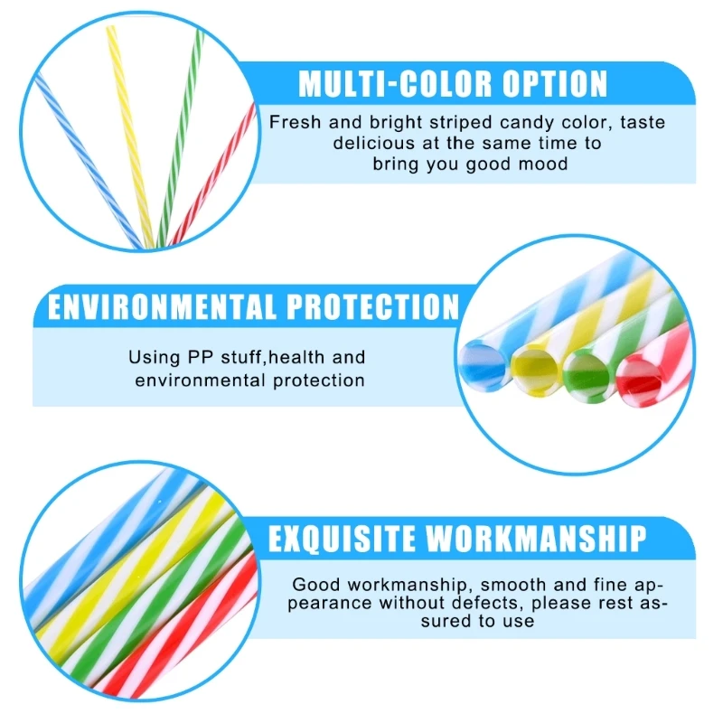H7EA Pack of 50 Reusable Spirals Drinking Straws Stable Assorted Reusable Swirled Straws for Family and Outdoor Event