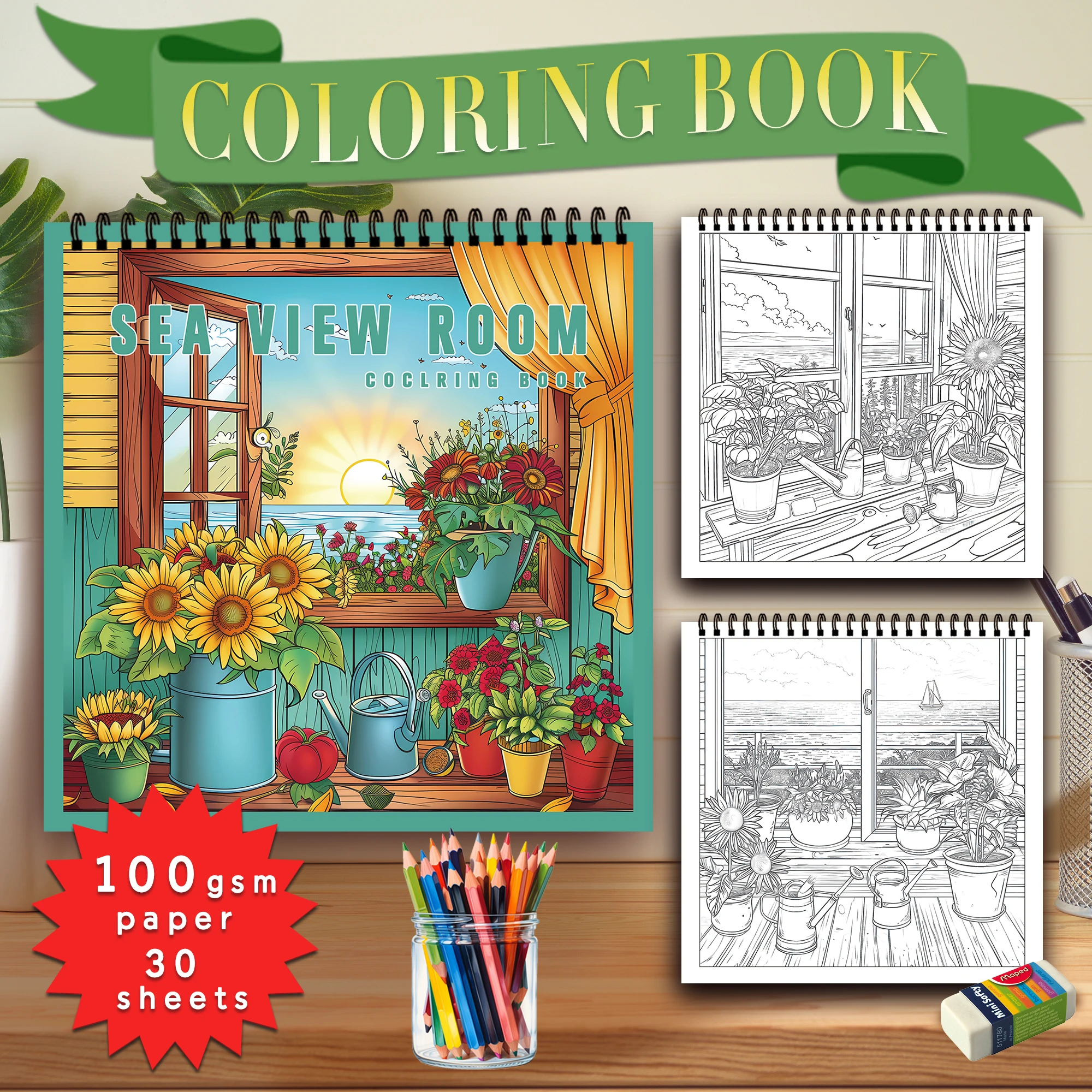 1pc, Teen Colouring Book - 30 Sheets 8.3x 8.3in Suitable for Stress Reduction, Emotional Relaxation, Christmas Halloween 2