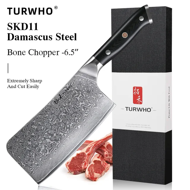 Turwho 6.5 "faca picador de osso 67 camadas japonês skd11 aço damasco cutelo de cozinha desossa faca de corte de carne com alça g10