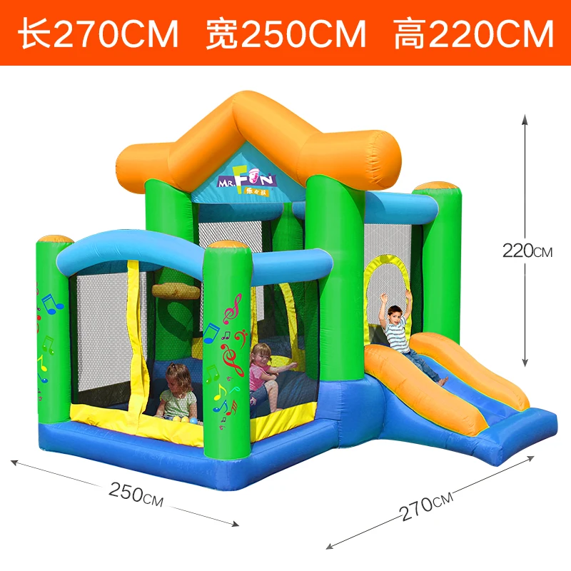 

Inflatable Castle Bouncing Parent-child Trampoline, Household Indoor Small Toy Amusement Park with House Shaped Protective Net